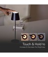 Lampe de table LED 1,5W, rechargeable - 3000K, IP54, tactile dimmable, noir sablé, incl. charge sans fil