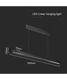 Lampe suspendue linéaire LED 36W - Lentille Samsung, type 3i1, noir
