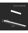 Réglette LED 36W suspendue - 3-en-1 CCT, Samsung LED, 120cm, noir/blanc, avec kit de suspension