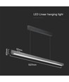 Luminaire LED linéaire suspendu 36W, 3IN1 CCT - 2880lm, gris mat, Samsung LED, avec kit de suspension