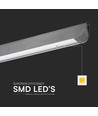 Luminaire LED linéaire suspendu 36W, 3IN1 CCT - 2880lm, gris mat, Samsung LED, avec kit de suspension