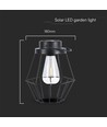 Lanterne solaire LED suspendue, 0,5W - Métal noir, design vintage, 2700K, IP44, 1.2V rechargeable, avec anse