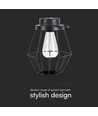 Lanterne solaire LED suspendue, 0,5W - Métal noir, design vintage, 2700K, IP44, 1.2V rechargeable, avec anse