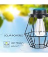 Lanterne solaire LED suspendue, 0,5W - Métal noir, design vintage, 2700K, IP44, 1.2V rechargeable, avec anse