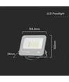 Projecteur LED 30W, Samsung LED chip - Noir, 3000K, 1m de câble, IP65 extérieur