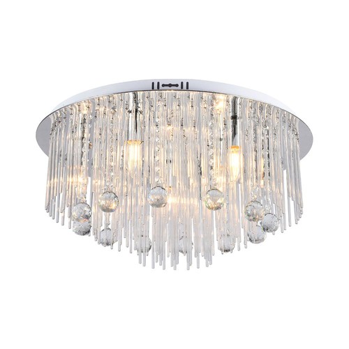Plafonnier LED Designer en cristal Ø60cm - douille E14, verre clair, IP20 intérieur