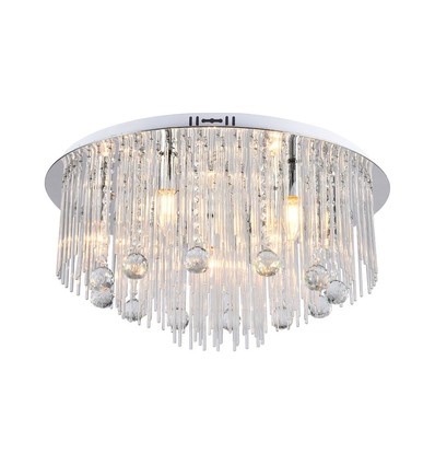 Plafonnier LED Designer en cristal Ø60cm - douille E14, verre clair, IP20 intérieur