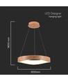 Suspension LED 25W designer en bois - Ø50cm, 3000K, corps blanc, source lumineuse incl.