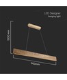Suspension LED 24W designer - Bois, 3000K, 1250lm, blanc chaud