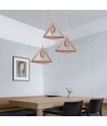 Suspension designer 3xE27 en bois - Brun, 26x26cm, 1m de câble, sans source lumineuse