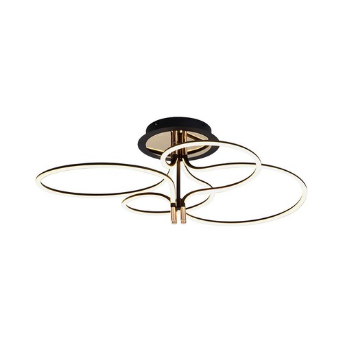 Suspension designer LED 36W - 4150lm, 3000K, or et noir, plafonnier