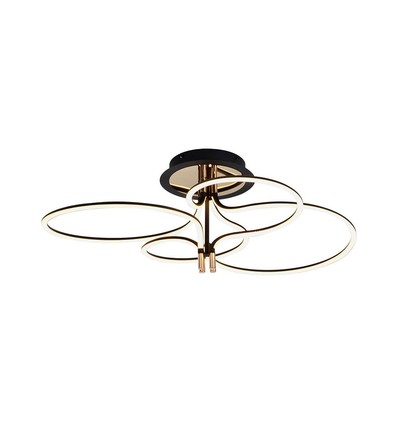 Suspension designer LED 36W - 4150lm, 3000K, or et noir, plafonnier