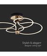 Suspension designer LED 36W - 4150lm, 3000K, or et noir, plafonnier