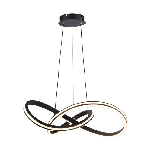 Suspension designer LED 40W, Ø60cm - 3-en-1 CCT, 4800lm, noir, IP20