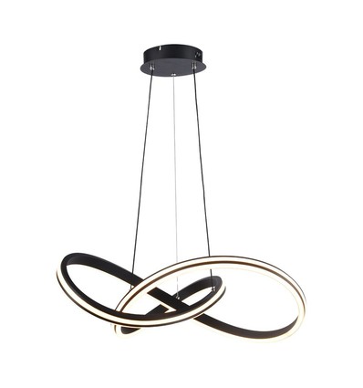 Suspension designer LED 40W, Ø60cm - 3-en-1 CCT, 4800lm, noir, IP20