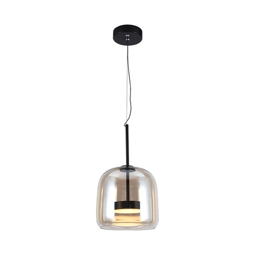 Suspension LED Designer 6W - 750lm, métal et verre, Ø23cm, réglable en hauteur, source lumineuse incluse
