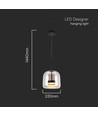 Suspension LED Designer 6W - 750lm, métal et verre, Ø23cm, réglable en hauteur, source lumineuse incluse