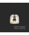 Suspension LED Designer 6W - 750lm, métal et verre, Ø23cm, réglable en hauteur, source lumineuse incluse