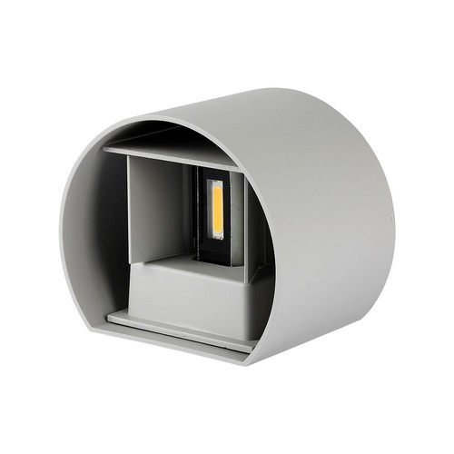 Applique murale LED 5W avec éclairage haut/bas - IP65 extérieur, gris, rond, 4000K, incl. source lumineuse