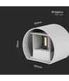 Applique murale LED 5W avec éclairage haut/bas - IP65 extérieur, gris, rond, 4000K, incl. source lumineuse