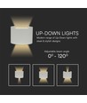 Applique murale LED 5W avec éclairage haut/bas - IP65 extérieur, gris, rond, 4000K, incl. source lumineuse