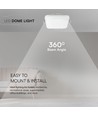 Plafonnier LED 18W - IP44, 25 x 25cm, bord blanc, puce LED Samsung, source lumineuse incluse