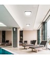 Plafonnier LED 24W avec puce Samsung, carré - 2500lm, IP44, bord noir, 6500K
