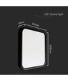 Plafonnier LED 24W avec puce Samsung, carré - 2500lm, IP44, bord noir, 6500K
