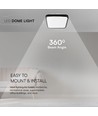 Plafonnier LED 24W avec puce Samsung, carré - 2500lm, IP44, bord noir, 6500K