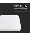 Plafonnier LED carré 48W - 42 x 42cm, IP44, bord blanc, puce Samsung, 5 ans de garantie