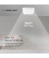 Plafonnier LED carré 48W - 42 x 42cm, IP44, bord blanc, puce Samsung, 5 ans de garantie