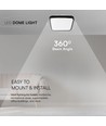 Plafonnier LED carré 48W - 42 x 42cm, IP44, bord noir, puce Samsung, garantie 5 ans