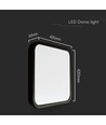 Plafonnier LED 48W, 42x42cm - 4000K, IP44, bord noir, carré, 5160lm