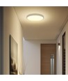 Hublot LED 18W avec détecteur et puce Samsung - Ø29,5cm, IP44, bord blanc, capteur micro-ondes intégré