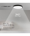 Plafonnier LED 24W - Samsung LED chip, Ø29,5cm, IP44, 2500lm, bord noir, blanc chaud