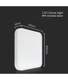 Lampe LED à capteur 36W - IP44, 42 x 42cm, Samsung LED Chip, bord blanc, télécommande, capteur intégré, source lumineuse incluse
