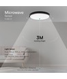 Lampe LED à capteur 18W - IP44, Ø29,5cm, bord noir, capteur intégré, télécommande, source lumineuse incluse