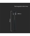 Lampe de table LED rechargeable 3W, noir - Dimmable CCT, tactile 3 étapes, incl. câble USB