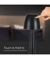 Lampe de table LED rechargeable 3W, noir - Dimmable CCT, tactile 3 étapes, incl. câble USB