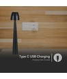 Lampe de table LED rechargeable 3W, noir - Dimmable CCT, tactile 3 étapes, incl. câble USB