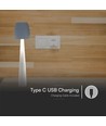 Lampe de table LED rechargeable 2W-3W - Ø8cm, dimmable 3 étapes, blanc, incl. câble USB
