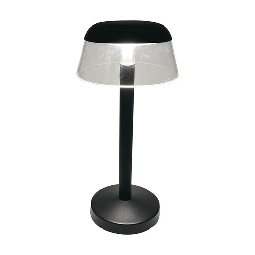 Lampe de table LED rechargeable 3W, noir - Ø13cm, dimmable 3 étapes, 3-en-1 CCT, incl. câble USB-C