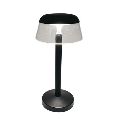 Lampe de table LED rechargeable 3W, noir - Ø13cm, dimmable 3 étapes, 3-en-1 CCT, incl. câble USB-C