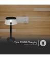 Lampe de table LED rechargeable 3W, noir - Ø13cm, dimmable 3 étapes, 3-en-1 CCT, incl. câble USB-C