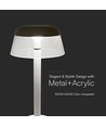 Lampe de table LED rechargeable 3W - Ø13cm, dimmable 3 étapes, CCT, blanc, incl. câble USB