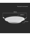 Dalle LED encastrable 24W Ø29,5cm - Samsung LED chip, 3000K, 110lm/W, Perçage : Ø27,5-28 cm, Dim : Ø29,5 cm