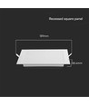 Dalle LED encastrable 12W 17cm x 17cm - Découpe : 15,5cm x 15,5cm, Dimensions : 17cm x 17cm, Samsung LED Chip