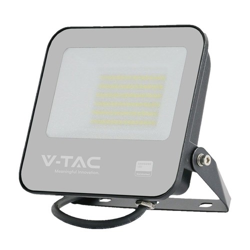 Projecteur LED 50W - IP65, noir, lampe de chantier, puce Samsung, 4000K, gris, verre dépoli