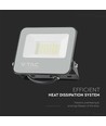 Projecteur LED 30W, 160lm/W - IP65, corps noir, verre gris, 4000K, garantie 5 ans