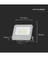 Projecteur LED 30W - 6500K, boîtier noir, verre gris, 160 lm/W